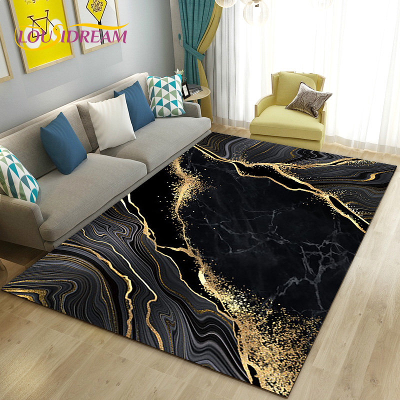 Home Textiles Rug - Grand tapis nordique en marbre bleu
