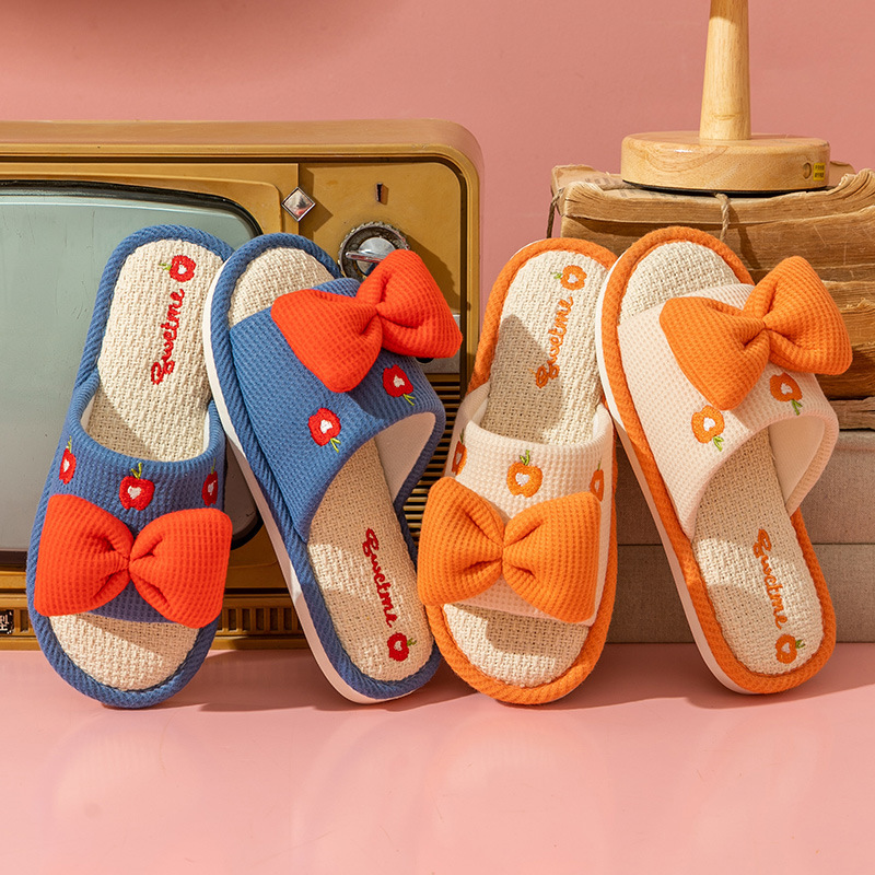 Home And Textiles - Chaussons en lin confortables pour couple,