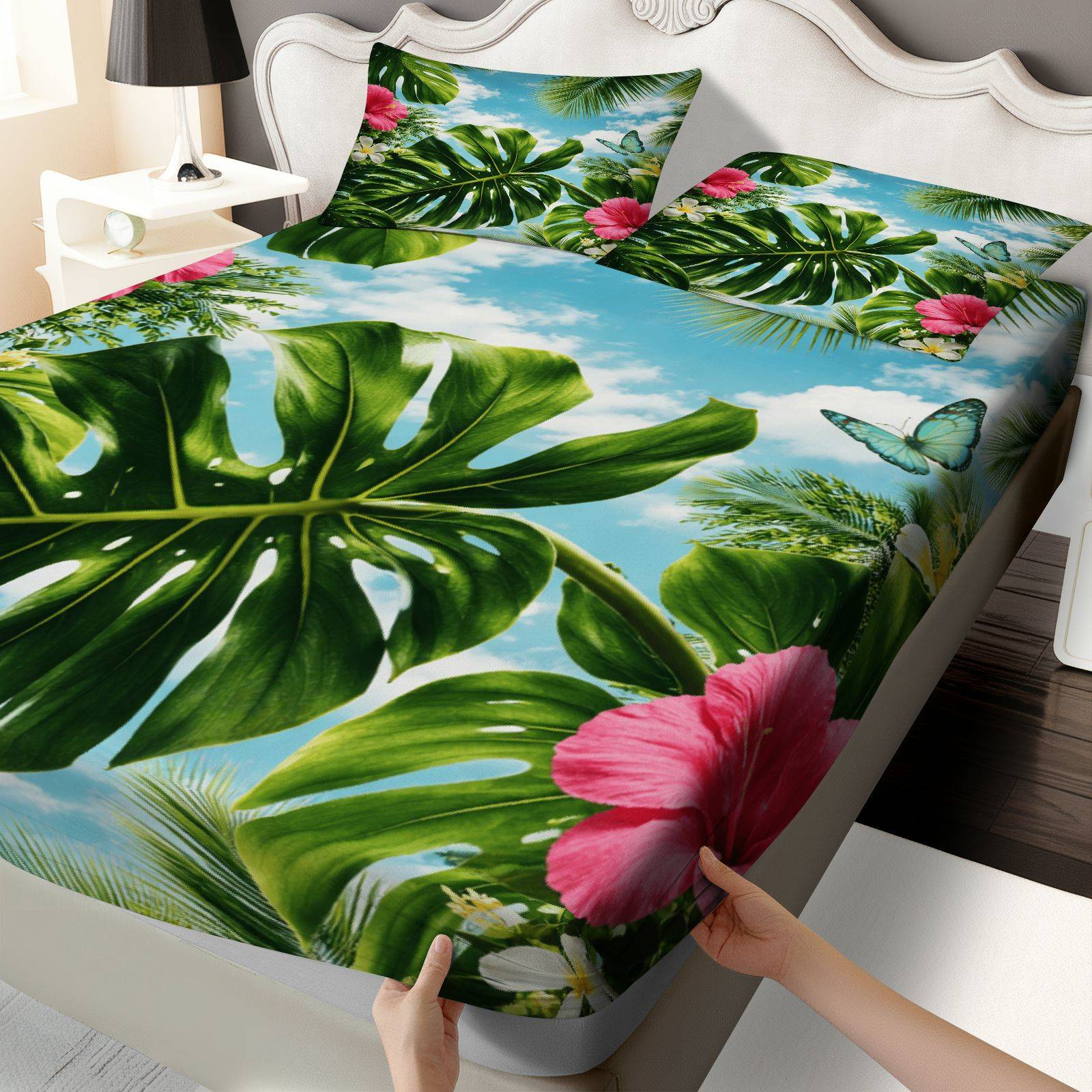 Fitted Sheet Deep - Parure de lit Hibiscus tropical, thème