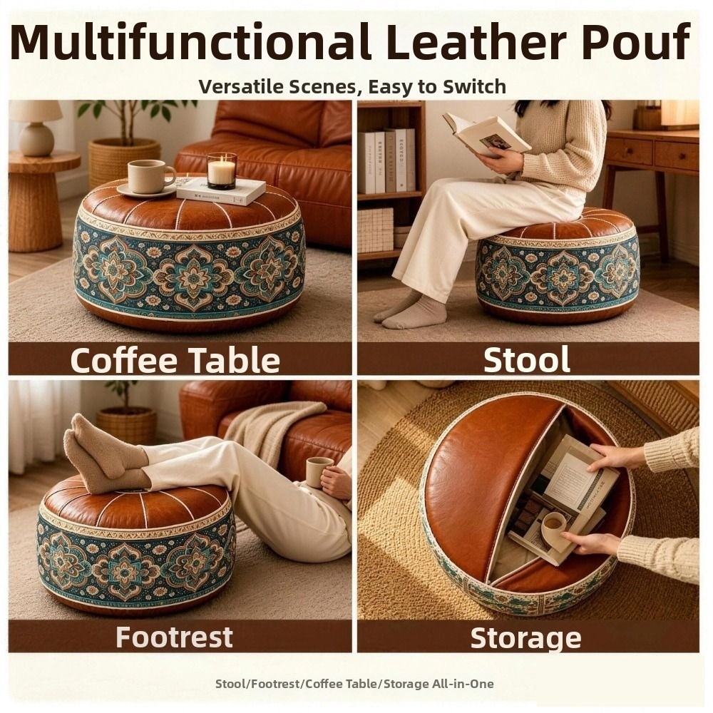 Pouf ottoman en cuir PU rembou - Floor Cushion Pouf avis et prix