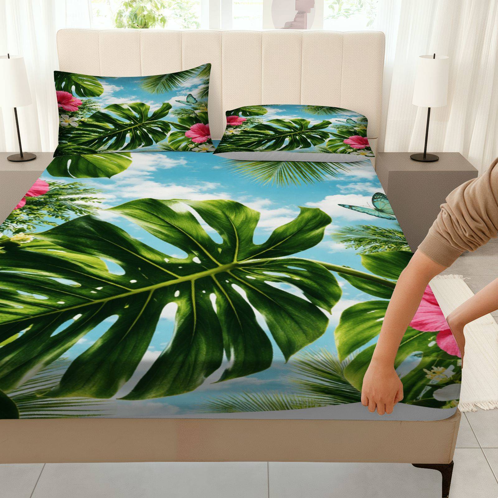 Parure de lit Hibiscus tropica - Fitted Sheet Deep avis et prix